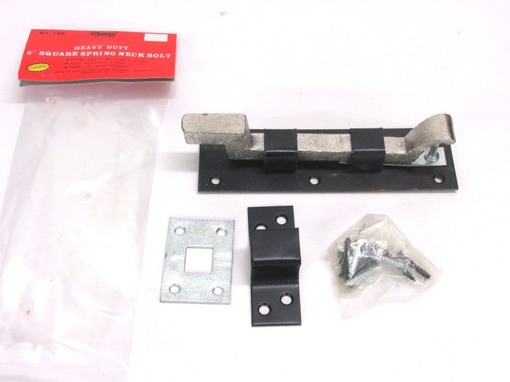 NOS! GUARD SECURITY 6" HEAVY DUTY SQUARE SPRING NECK BOLT No. 166