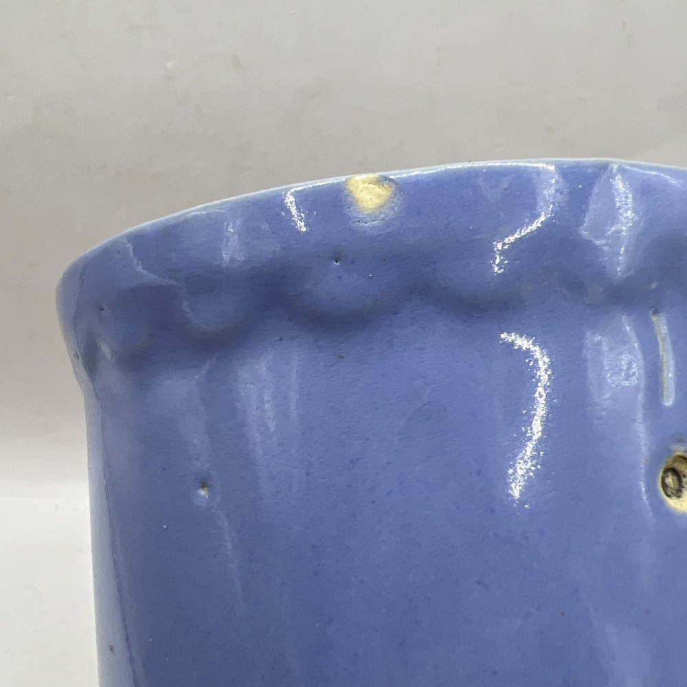 Vintage Light Blue Small 4" Stoneware Cheese Crock With Lid