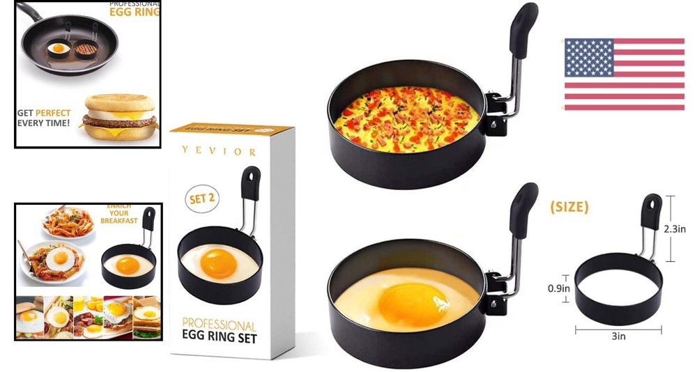 Multi-Functional Stainless Steel Egg Molds - 2 Pack for Easy Breakfast Creations