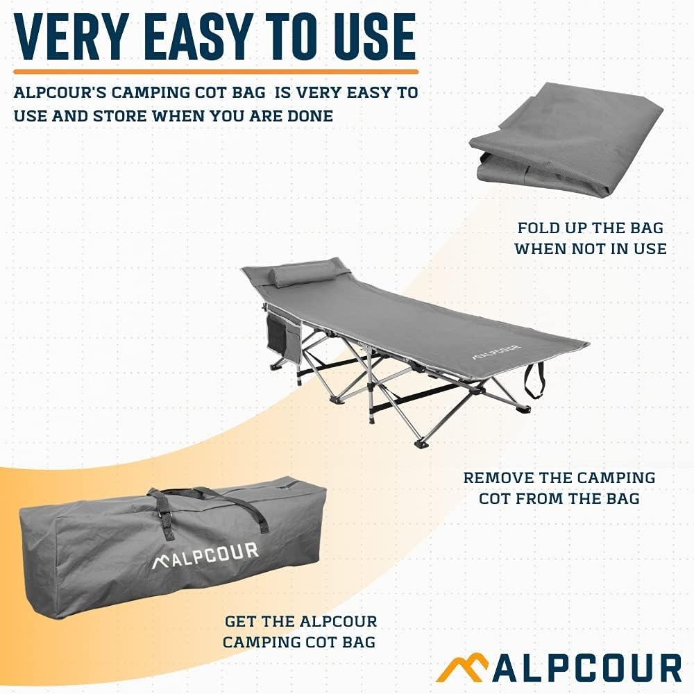 Durable Lightweight Grey Camping Cot Bag Water Resistant Storage Solution