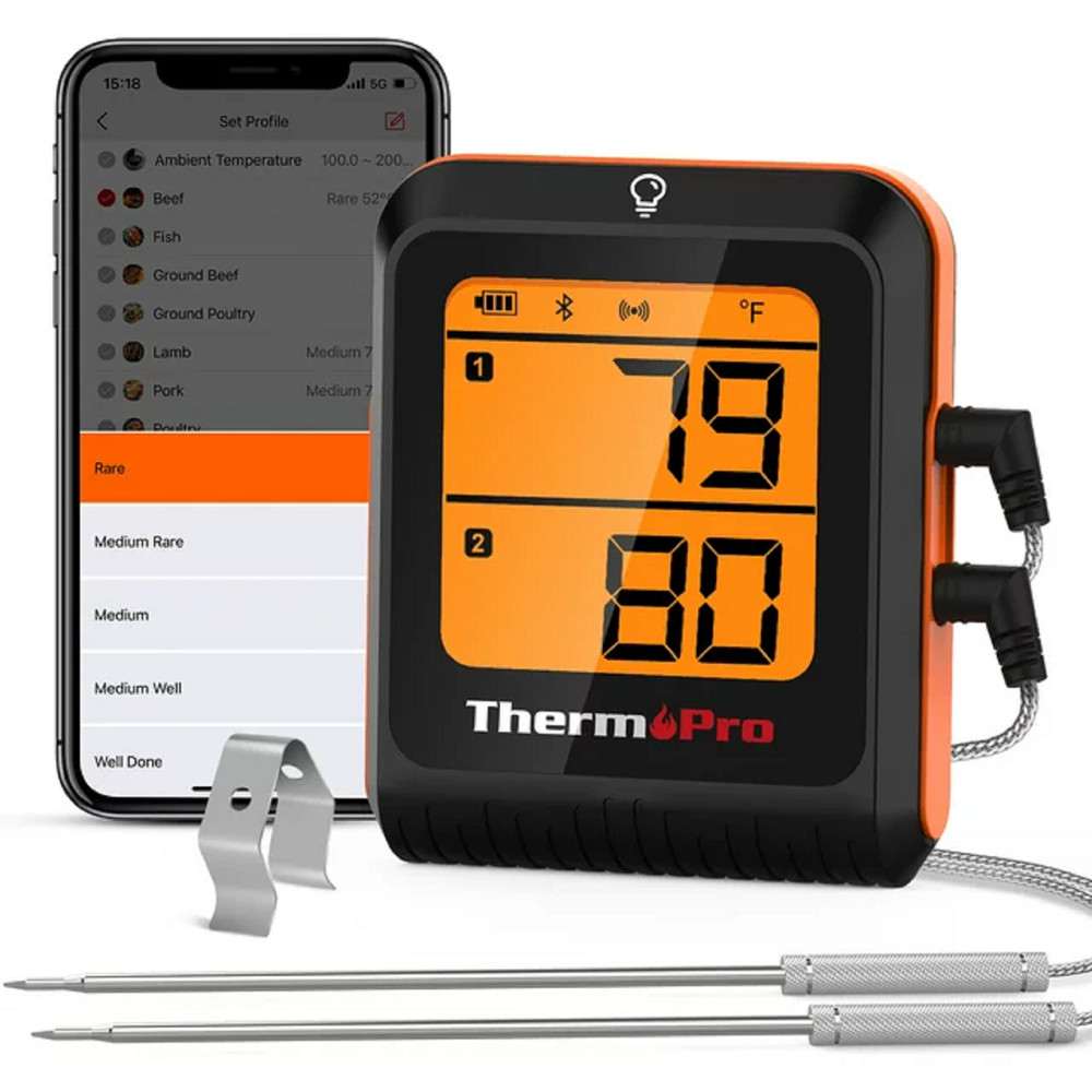 ThermoPro TP920W 650FT Wireless Bluetooth Meat Thermometer with Dual Temperature