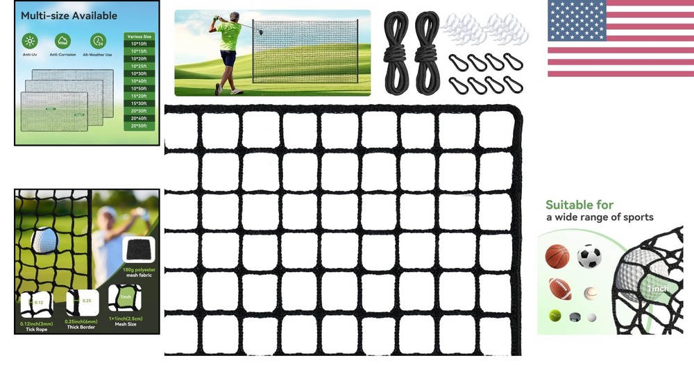 15ft×20ft Heavy Duty Golf Practice Net: Versatile Sports Training Solution