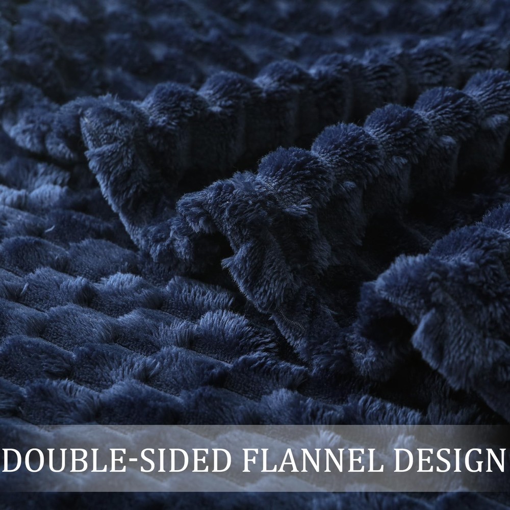 Fleece Throw Blanket for Couch, Extra Large Fuzzy Navy Blue Bed Blankets, Sof...