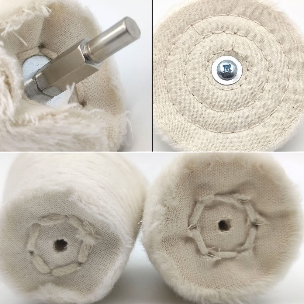 Multi-Shape Buffing Wheels for Electric Drill - 6 Cotton Pads for All Materials
