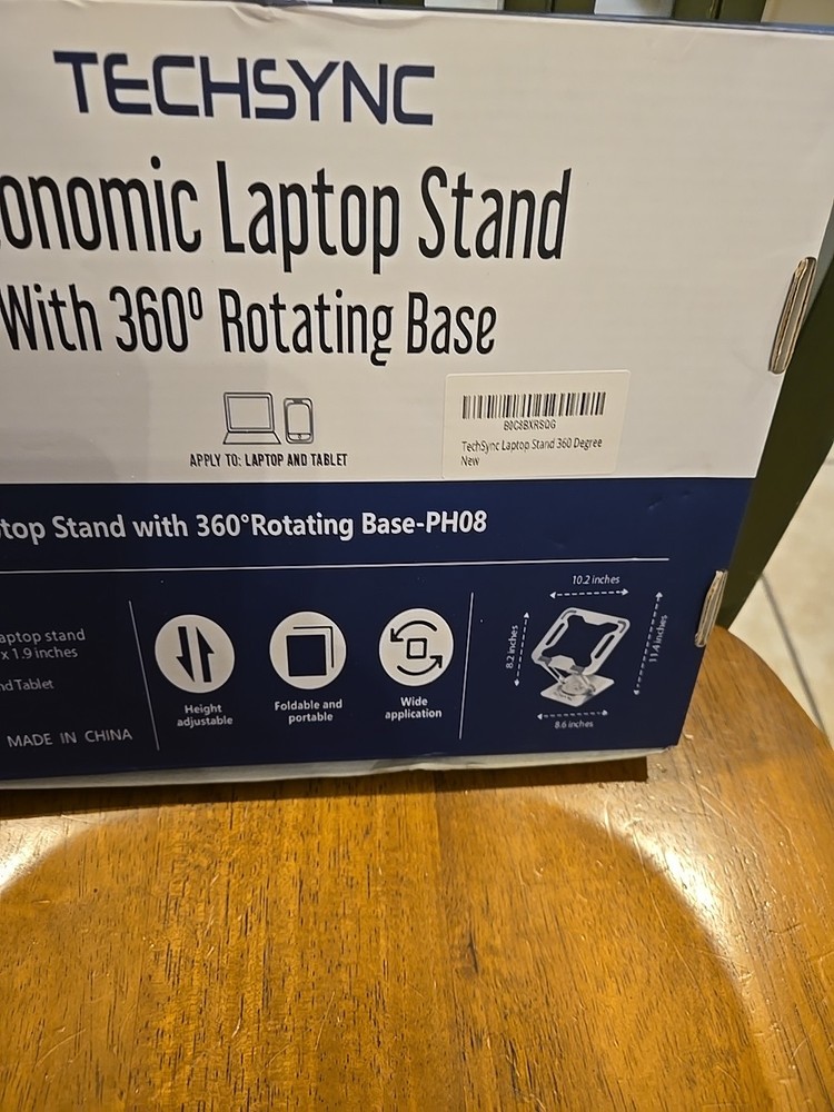 Laptop Stand with 360° Rotating Base, Ergonomic Adjustable Notebook Stand,