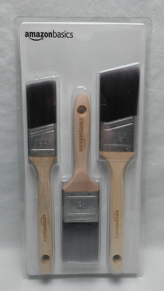 Amazon Basics Master Pro Paint Brush Set Wood Handle - 3 Sized Brushes