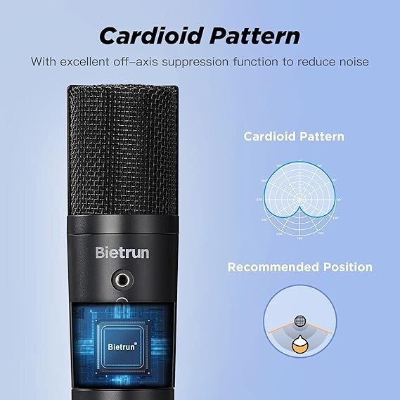 Bietrun USB-C Microphone for Computer with Headphone Jack