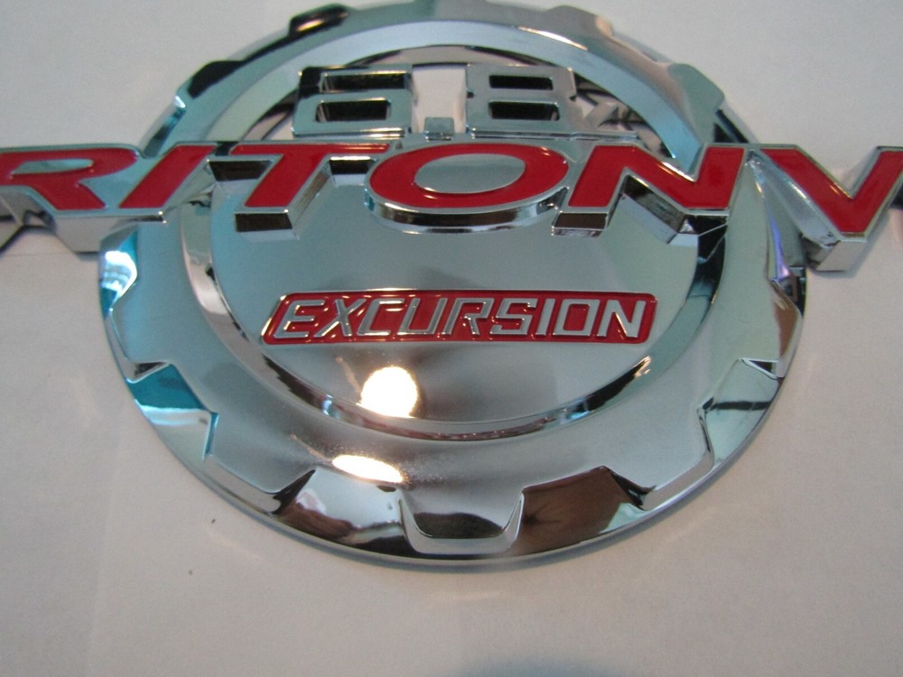 6.8L 6.8 TRITON V10 FORD EXCURSION EMBLEMS 3x FITS 2000 - 2005 MODELS CHRM / RED