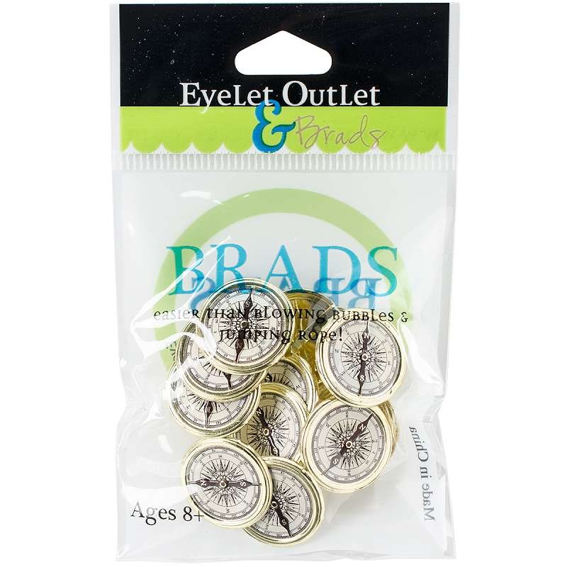 Eyelet Outlet Shape Brads 12/Pkg Compass