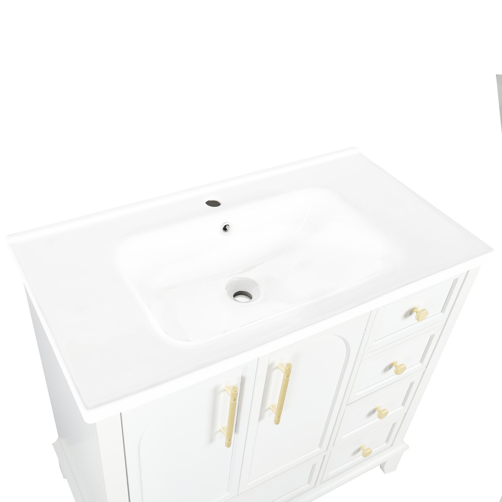 35.6" White Ceramic Basin, Only Ceramic Sink, Without Cabinet