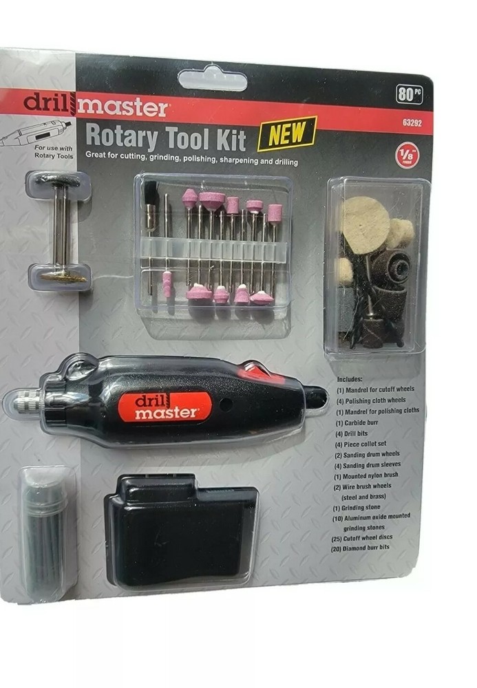 Drill master rotatory tool kit, 1/8 ,80pc