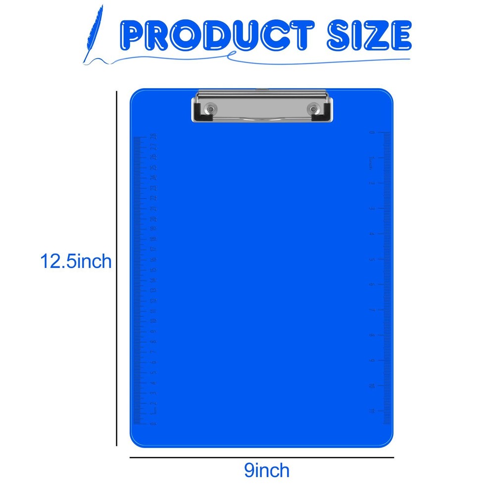 15 Pack Plastic Clipboards A4 Letter Size Assorted Colors Low Profile Clips