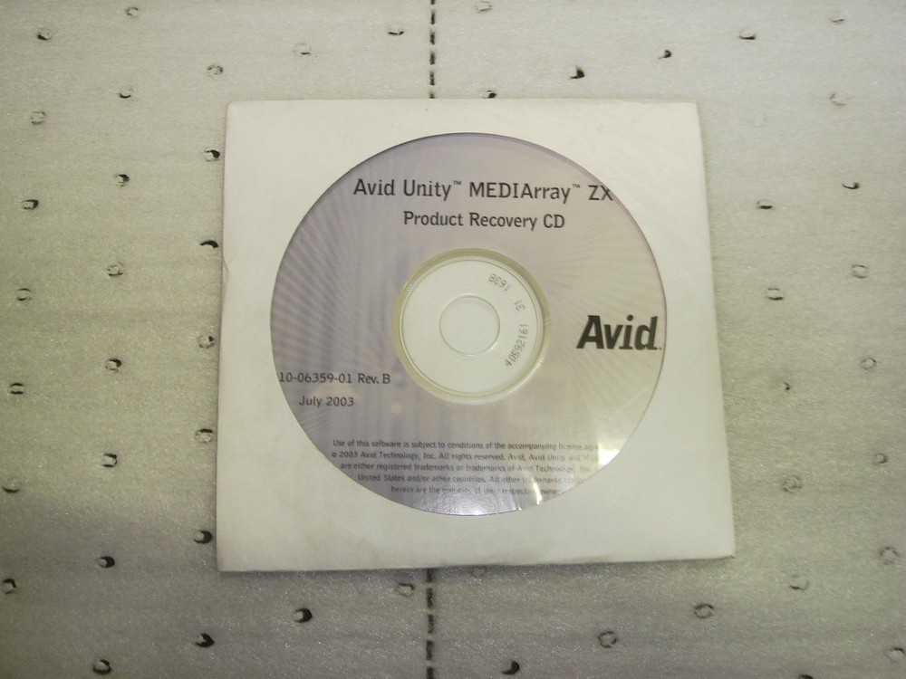 Avid Unity Mediarray ZX Recovery CD - 0010-06359-01