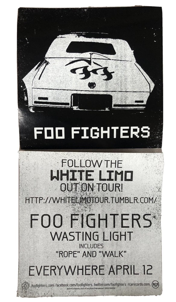 FOO FIGHTERS (2011) Official WHITE LIMO RCA Wasting Light Unused Promo Sticker