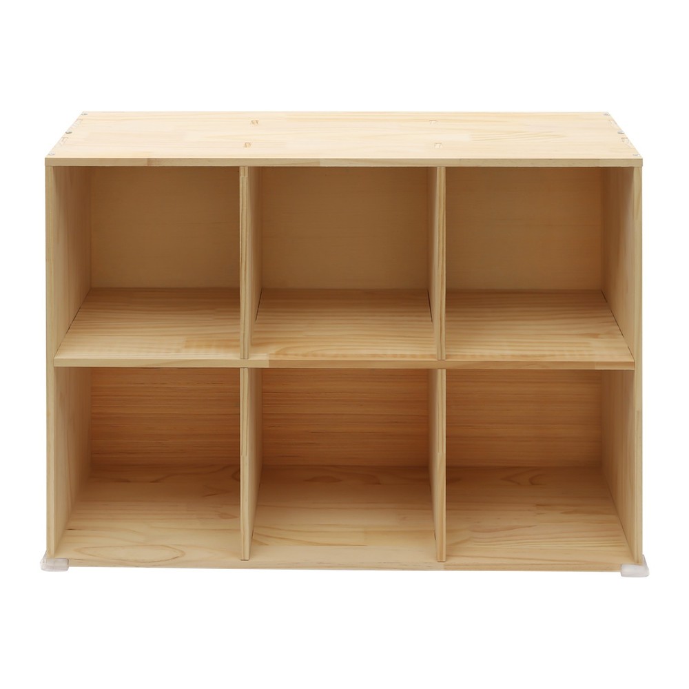 6 Cube Storage Organizer Solid Wooden Bookcase Display 2 Tier Shelving Bookshelf