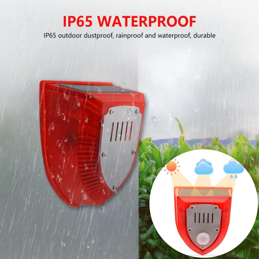 keeda Solar Security Light Alarm, 129dB Warning Loud Solar Strobe Light Makes...