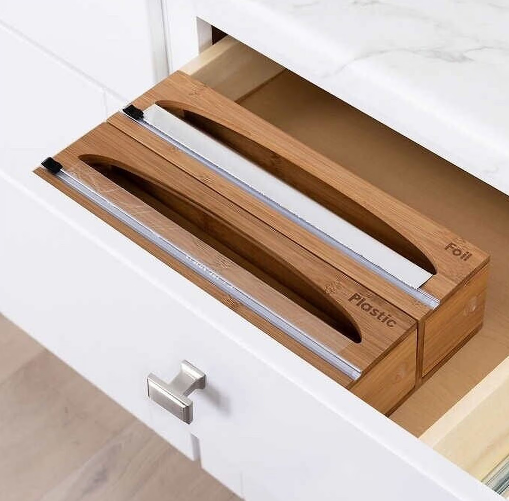 Bamboo Foil & Plastic Wrap Dispenser 2-piece Set