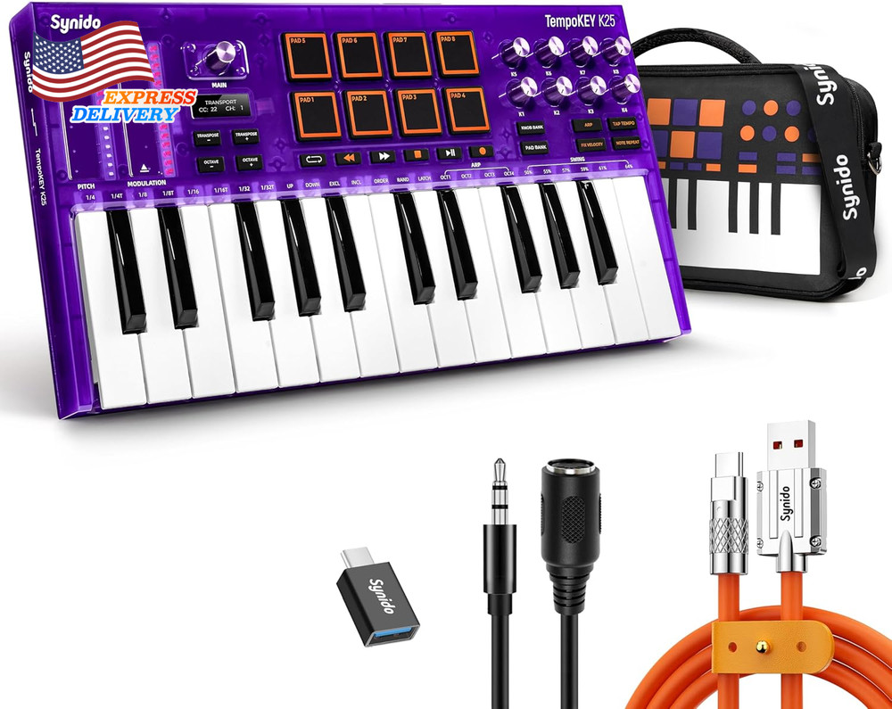 MIDI Keyboard Controller Beat Maker Machine 25 Key USB MIDI Keyboard Controller