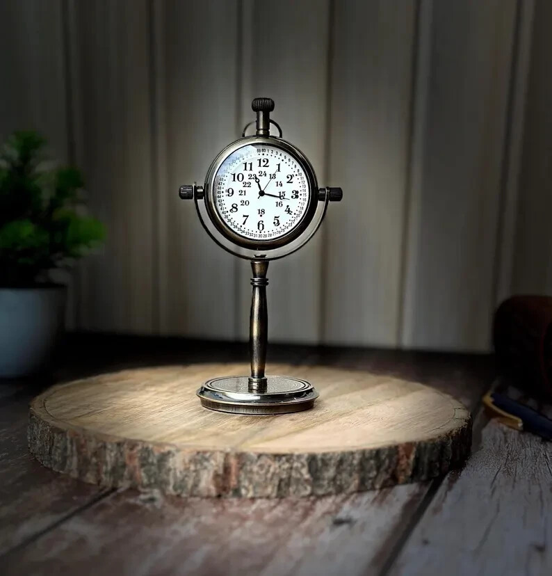 Personalized 8th Anniversary desk clock, Engraved Table clock, Retro table clock