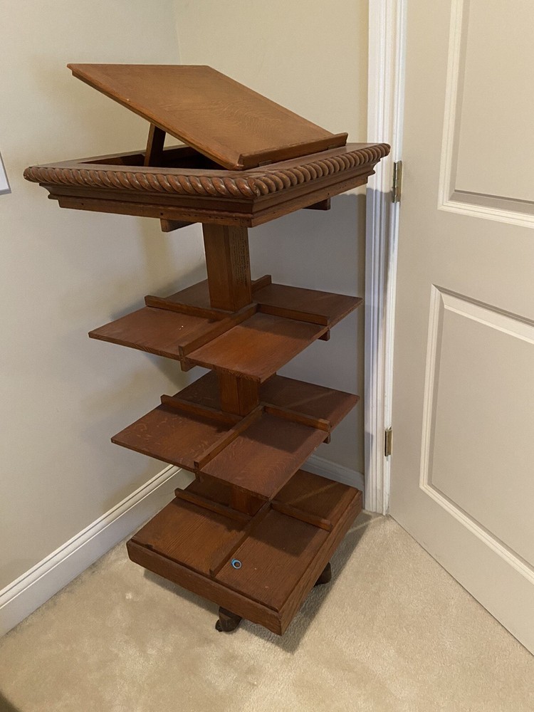Antique JOHN DANNERS REVOLVING WALNUT BOOKCASE WITH PRESENTATION PLATFORM