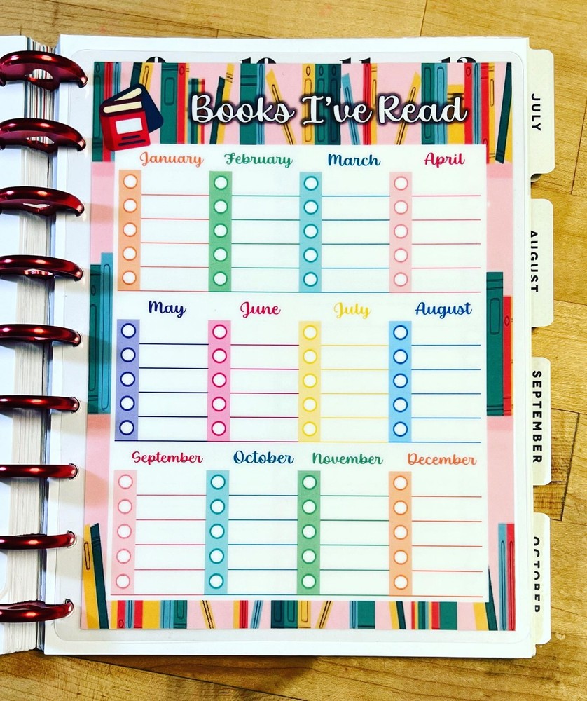 Books I've Read & To Read Dashboard Insert 4 use with HAPPY Planner