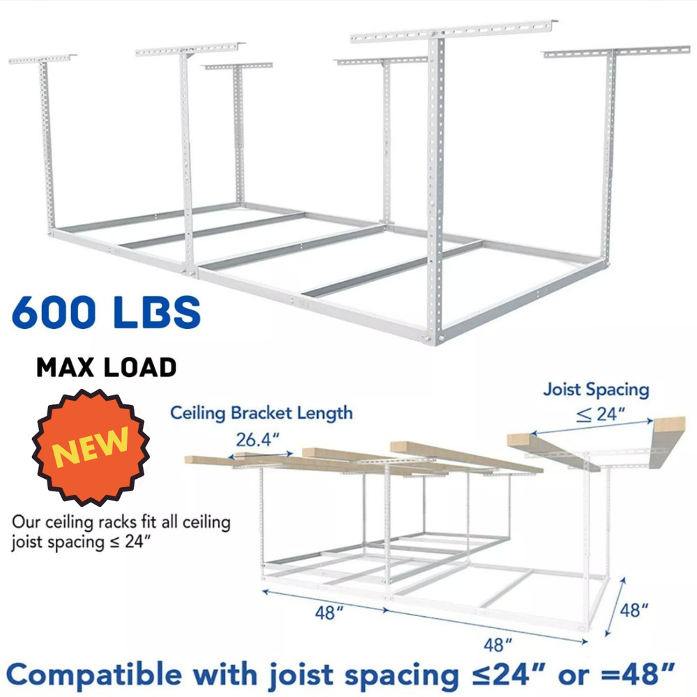 Ceiling Overhead Storage Rack Shelf Garage Factory Adjustable Strong Organizer