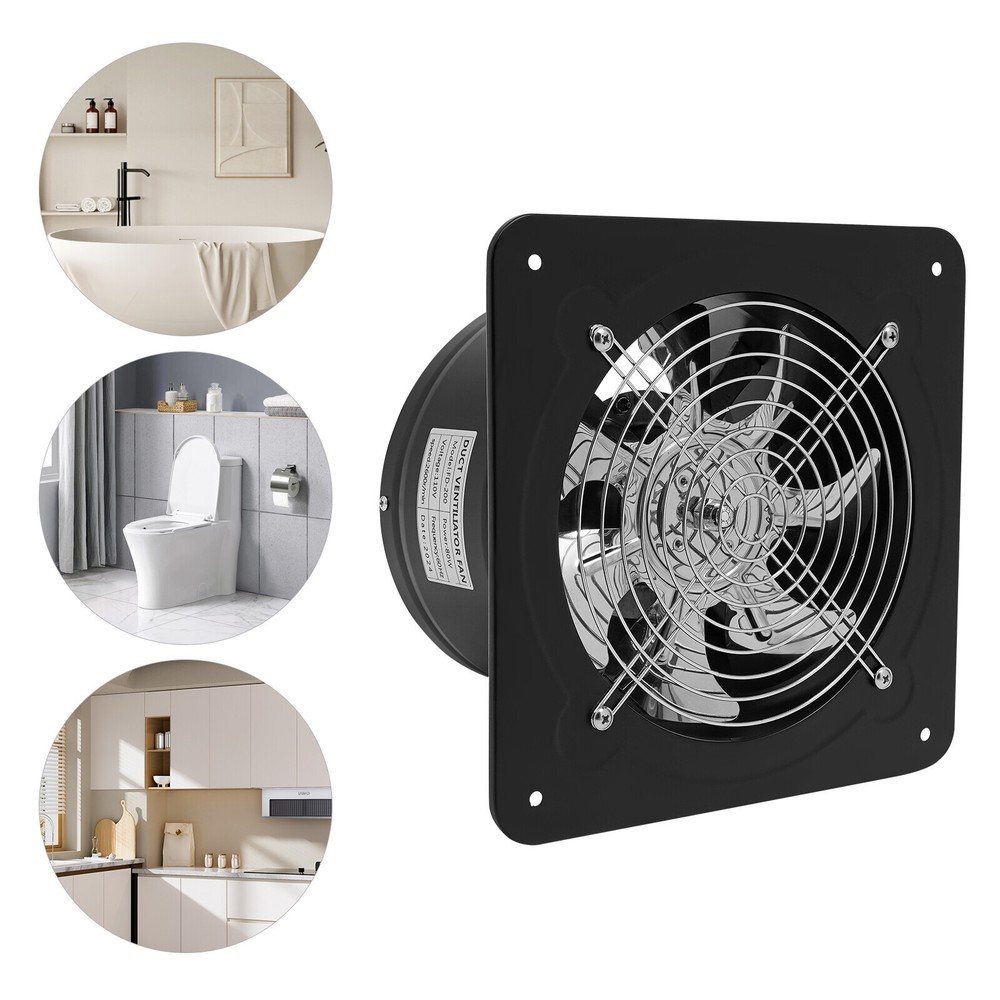 8" Wall-Mounted Exhaust Fan with Backdraft Damper for Kitchen Ventilation
