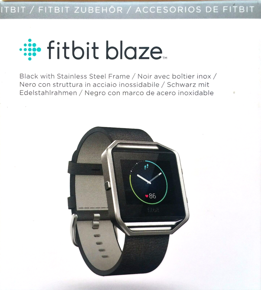 Fitbit Blaze Accessory replacement Leather Wrist Band & Frame Small Black OEM