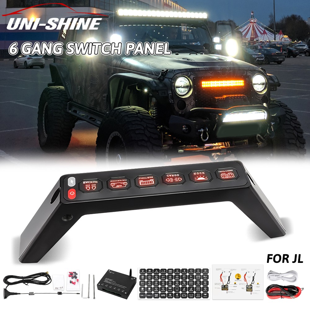 6 Gang Switch Panel For Jeep Wrangler JL 2018-23& Gladiator Grab Handle Wireless