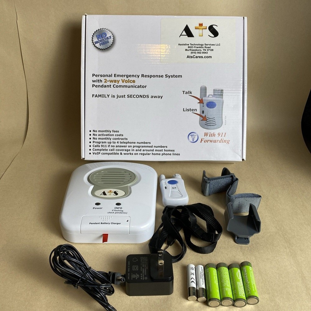 ATS Personal Emergency Response System 2-way Voice Pendant Communicator Set