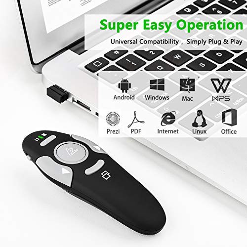 Presentation Clicker Remote, Wireless USB Presenter, Slideshow PowerPoint K100B