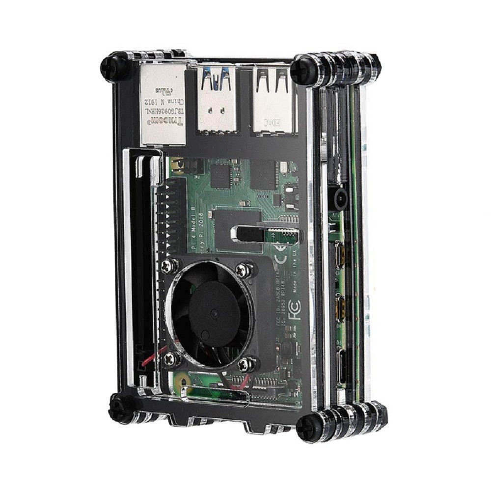 With Cooling Fan/Heatsink Acrylic Transparent Case Shell For Raspberry Pi 4B