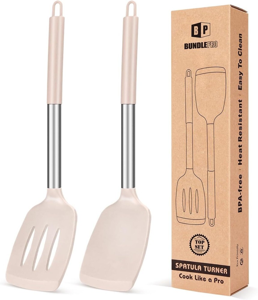 2 Solid Silicone Spatulas, Non-Stick