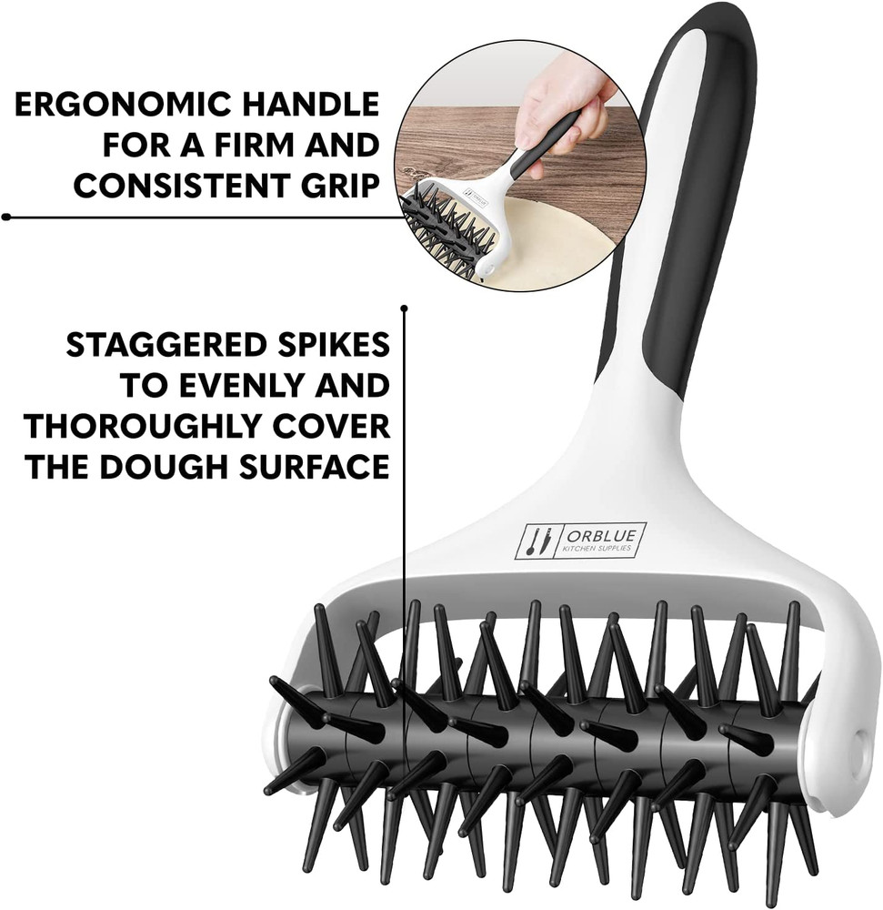 Pizza Dough Docker Pastry Roller with Spikes, Pizza Docking Tool for Home & Comm
