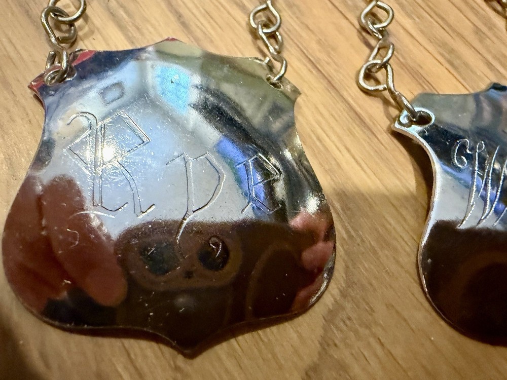 Vintage Shield Silver Plated Decanter Tags