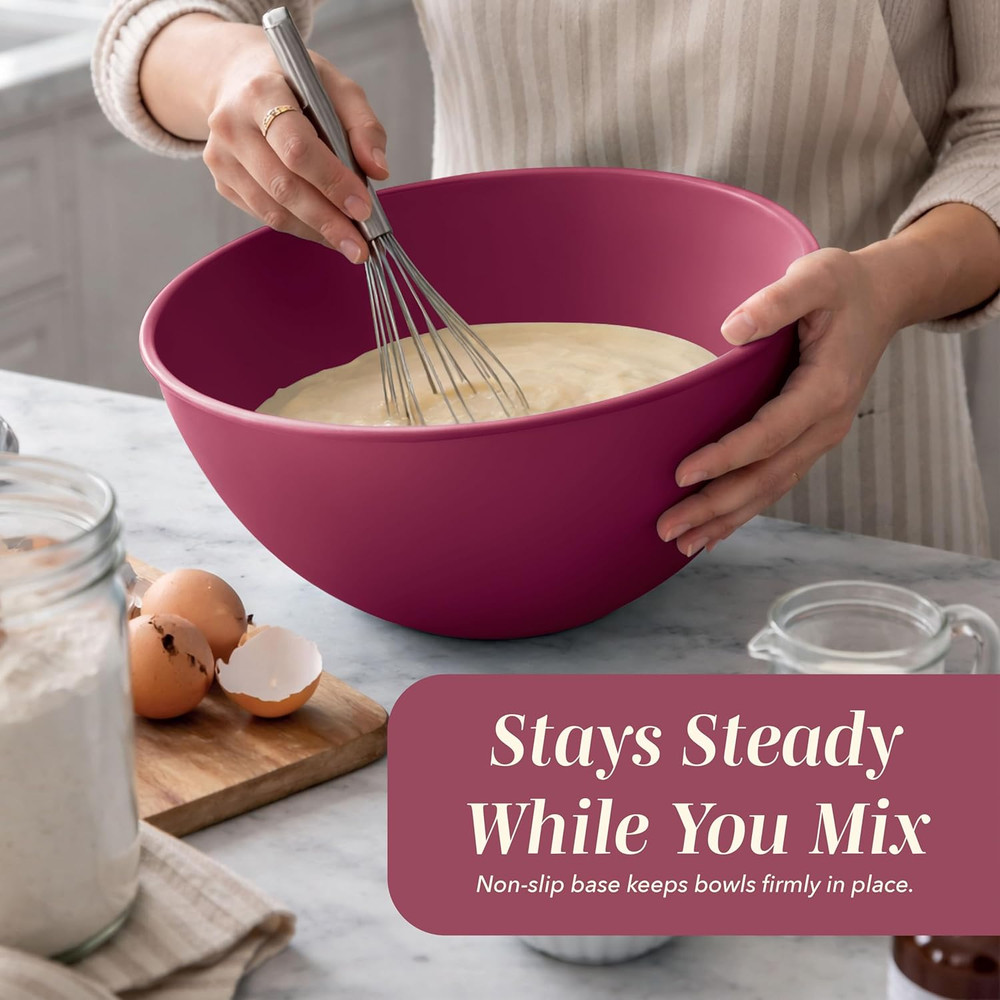12-Piece Plastic Mixing Bowls Set with Lids, Microwave Safe, Nesting Design