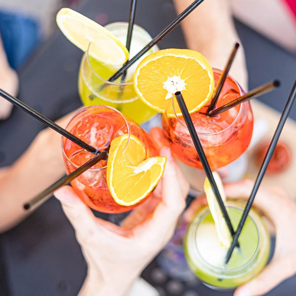 100-2000x Plastic Flexible Straws Bendy Black Recyclable Drinking Cocktail Straw