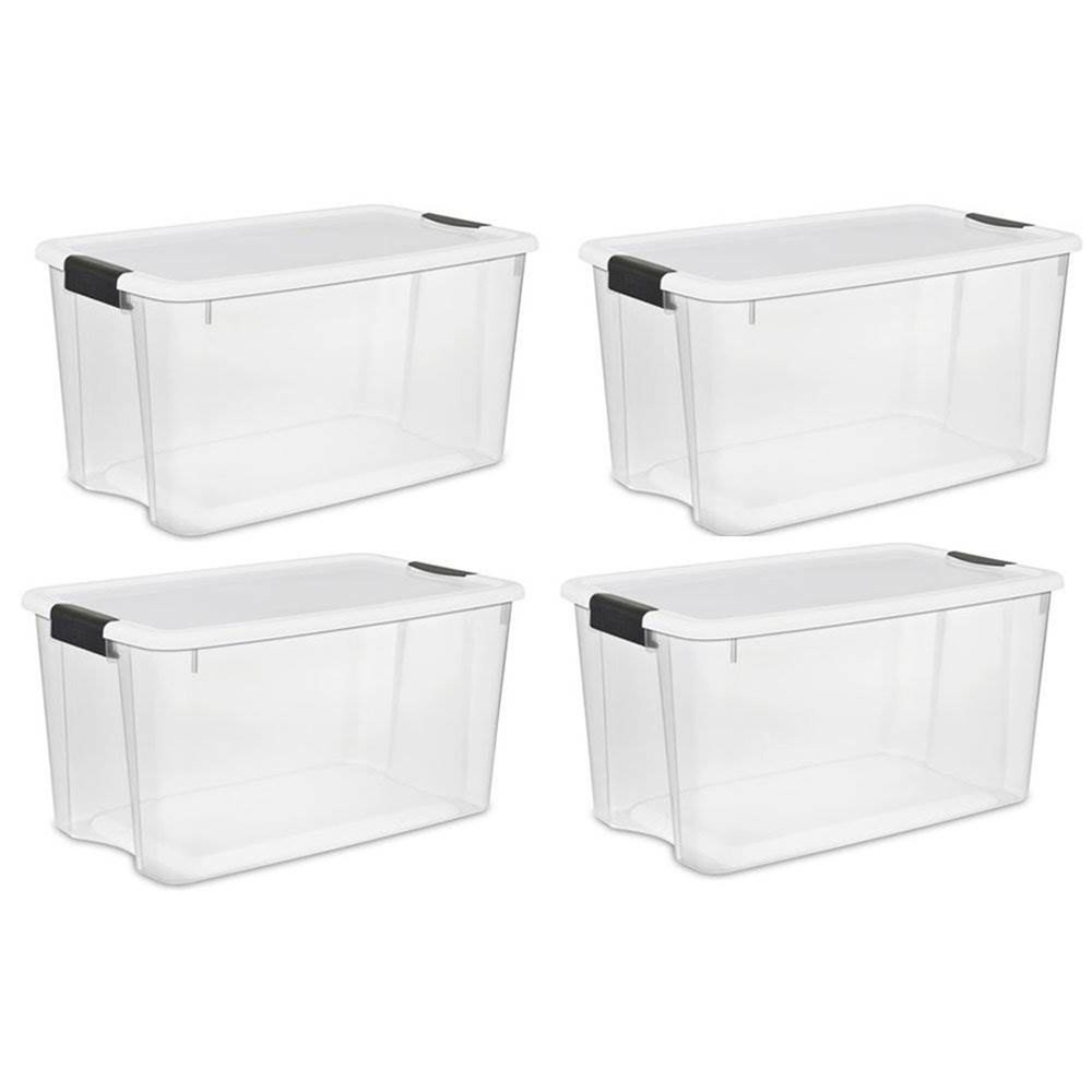 Sterilite Clear Plastic Stackable Storage Bin with Latching Lid