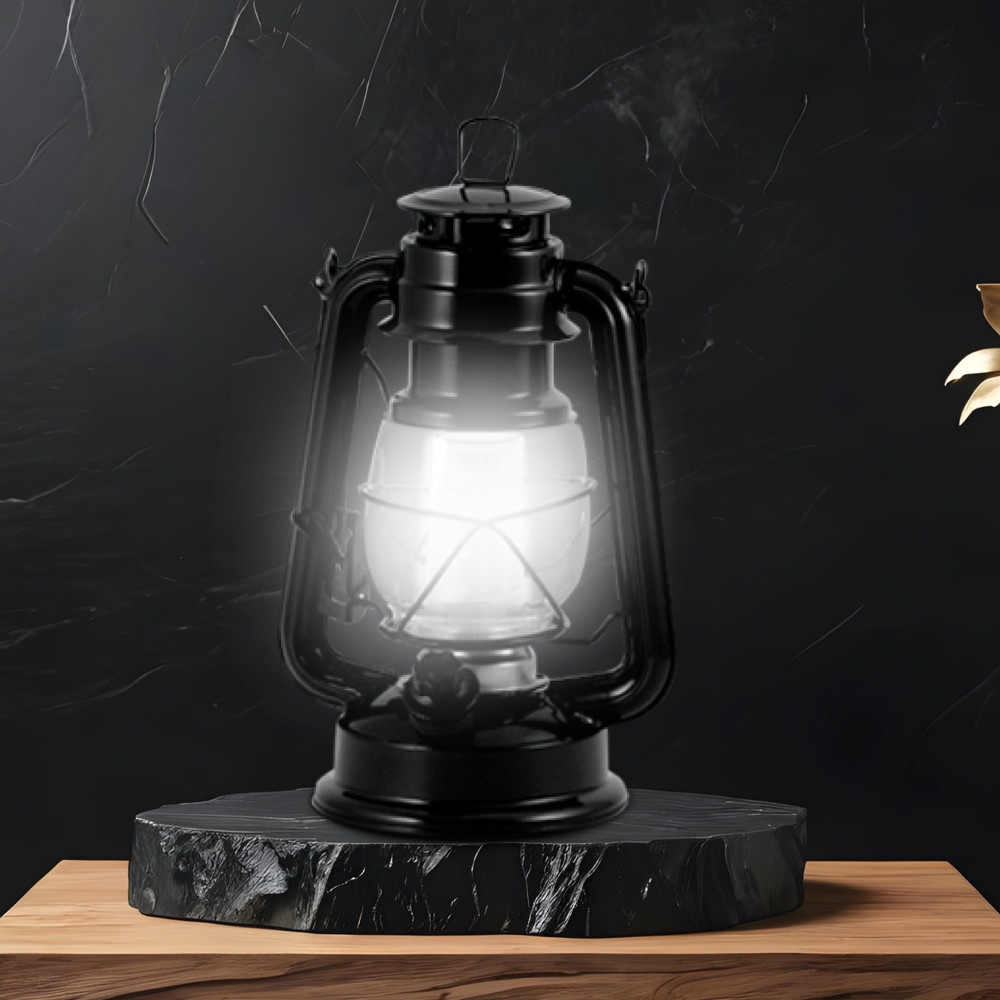 North Point Vintage LED Lantern with Dimmer Switch - Black Chimney Soot