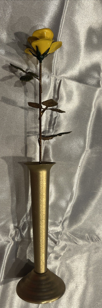 Vintage Rose Bud & Vase Brass