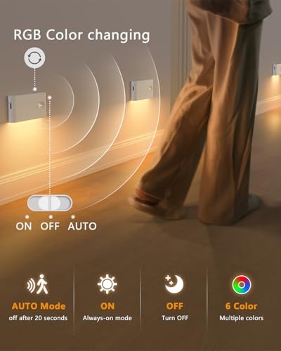 Stair Lights Indoor RGB & Warm,Rechargeable Motion Sensor Night 4 Pack White