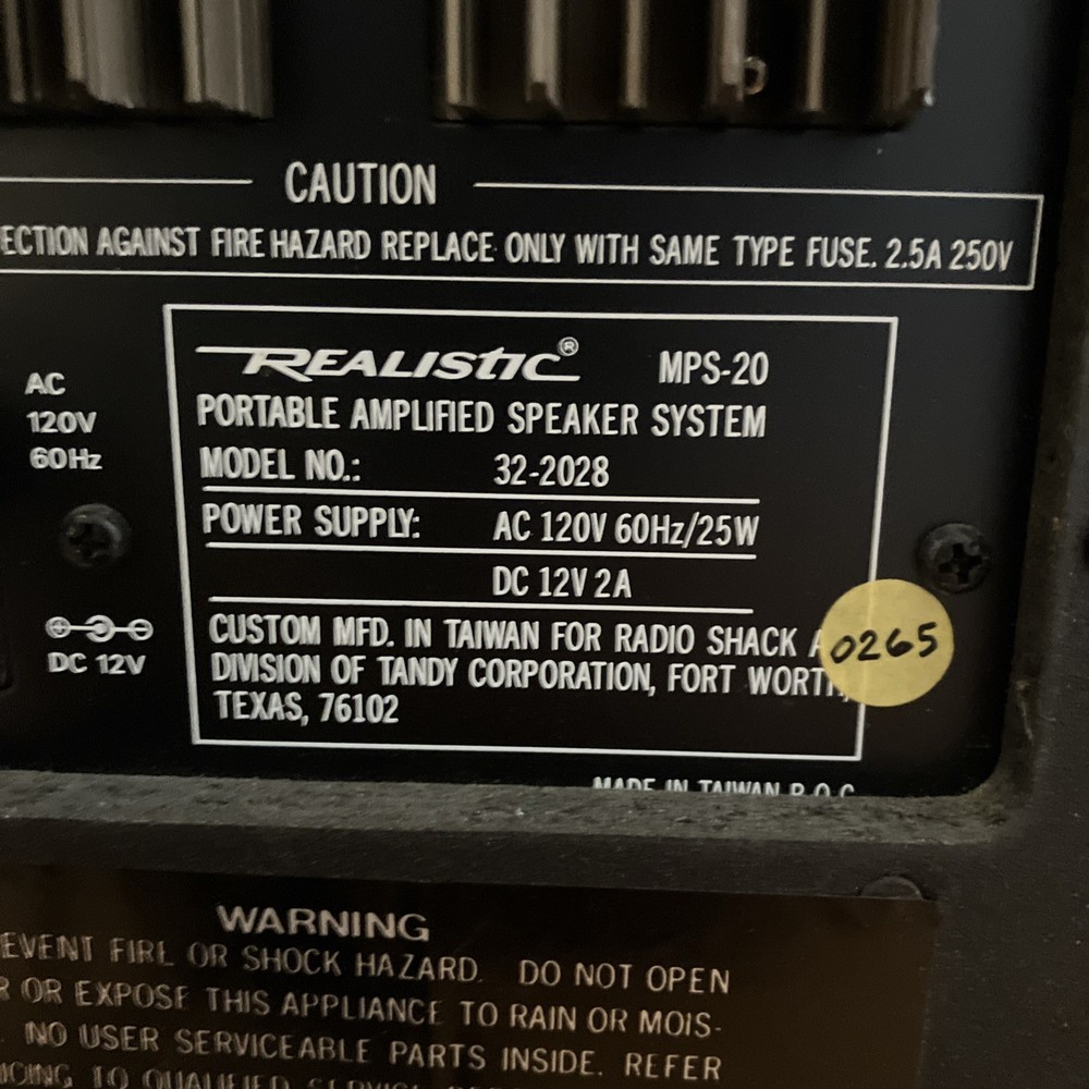 Realistic Portable Amplified Speaker System MPS-20