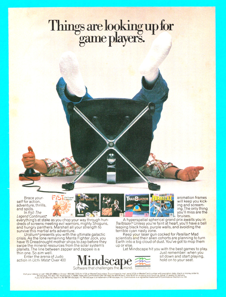 Mindscape computer game software electronics vintage magazine print ad 1987