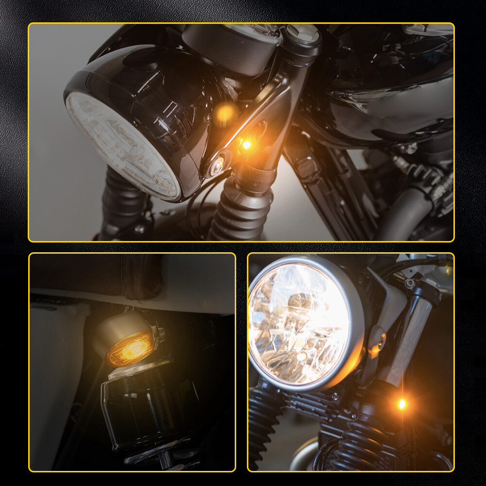 2X LED Motorcycle Turn Signals Indicator Amber Blinker Light Universal Mini EAH