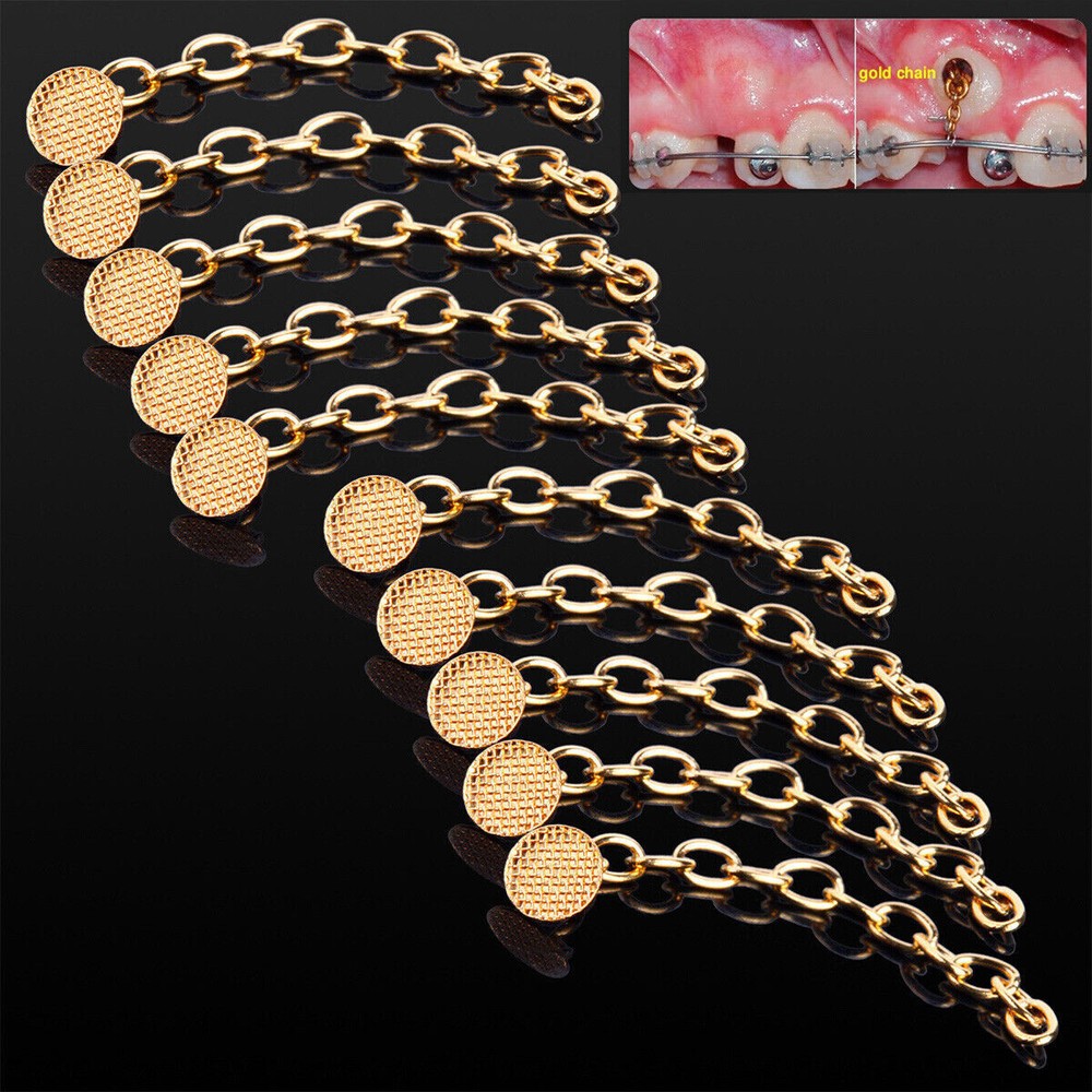 Dental Ortho Plated Traction Buttons Chain Tectangular Mesh Base Lingual Base