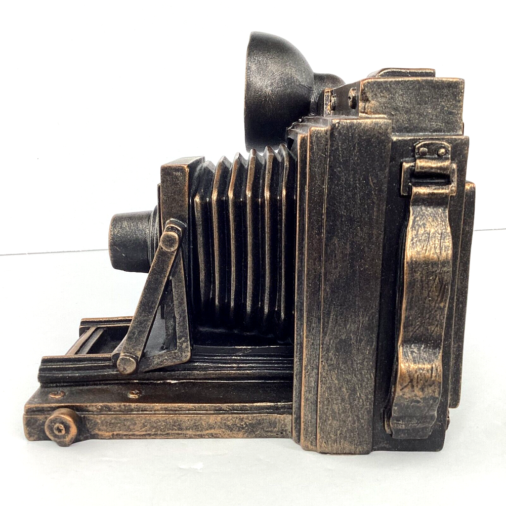 Bookend Camera Resin Bronze Color Photography Flash Folding Camera Replica