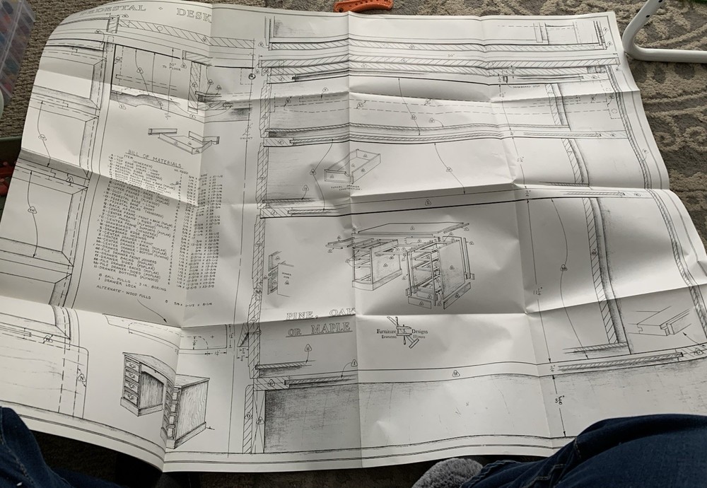 Vtg. Desk Woodworking Pattern (#10)