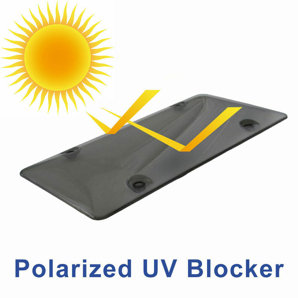 2 Unbreakable Clear License Plate Shield Covers + 2 Black Frames + 8 Caps New