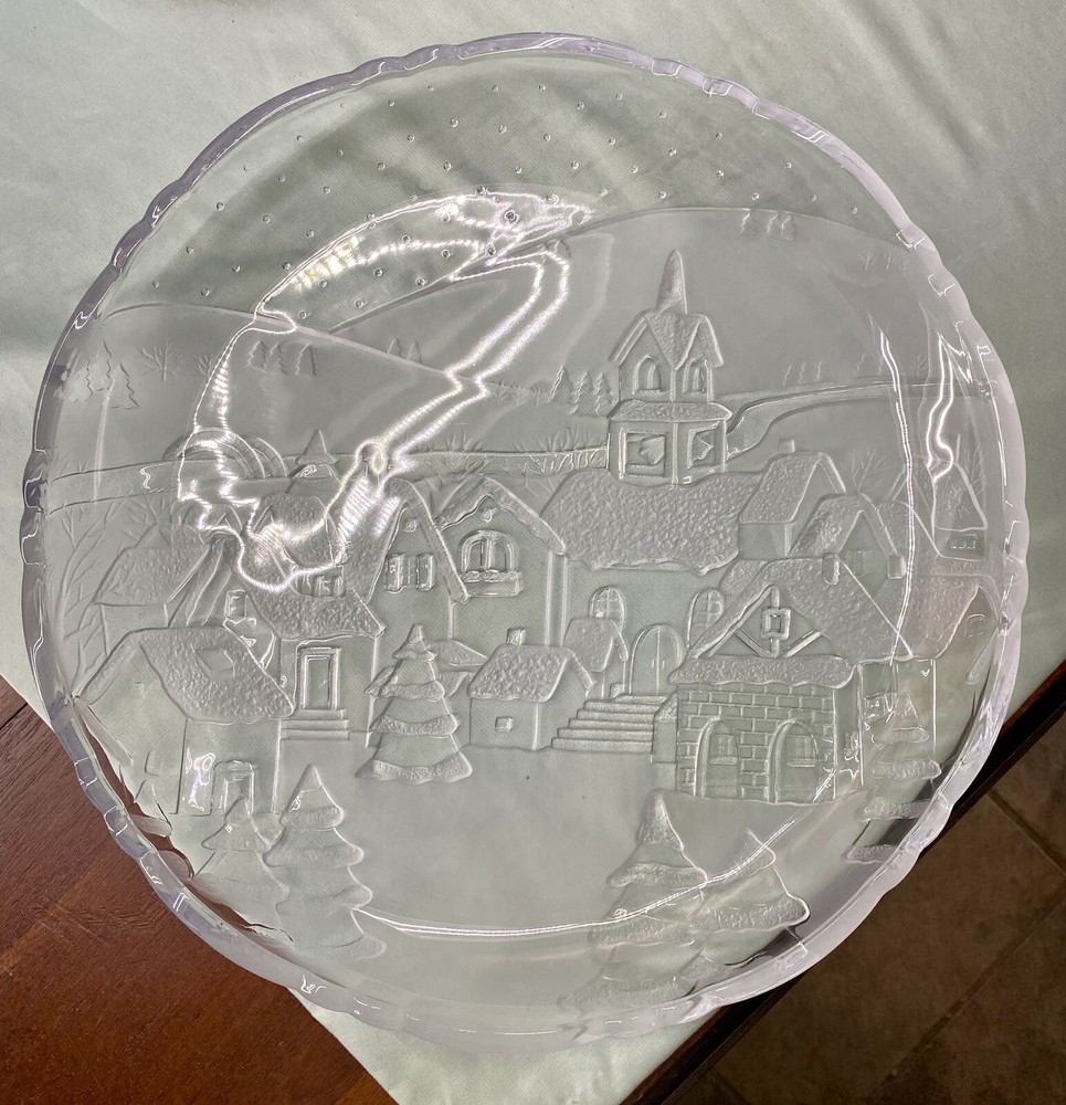 Vintage Crystal Clear Studios Winter Scene Large Christmas Serving Dish