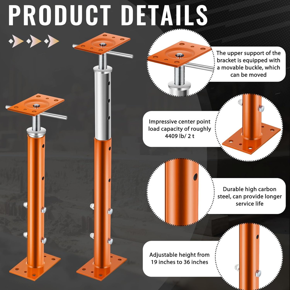 Adjustable Jack Post Set, 19"-36" Height, 11023 Lbs Capacity, Orange
